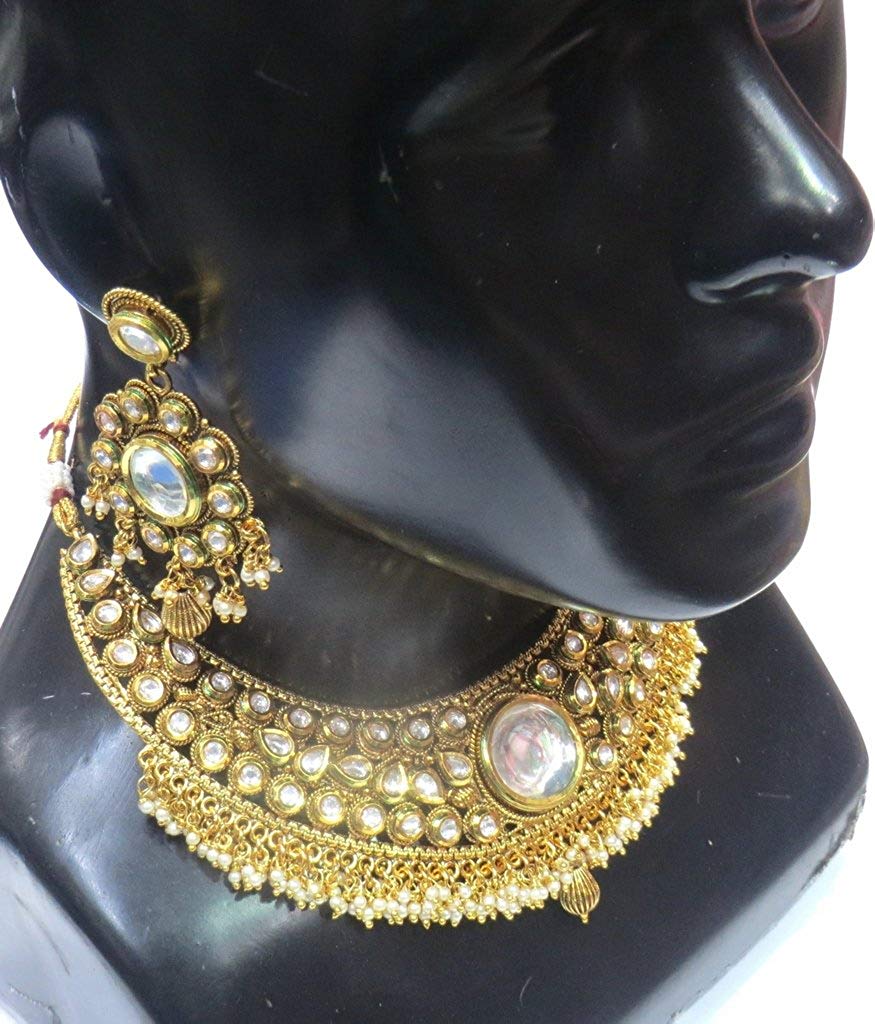 Jewelshingar Jewellery Antique Gold Plated Colour Gold Necklace set For Women (43208-necklace)