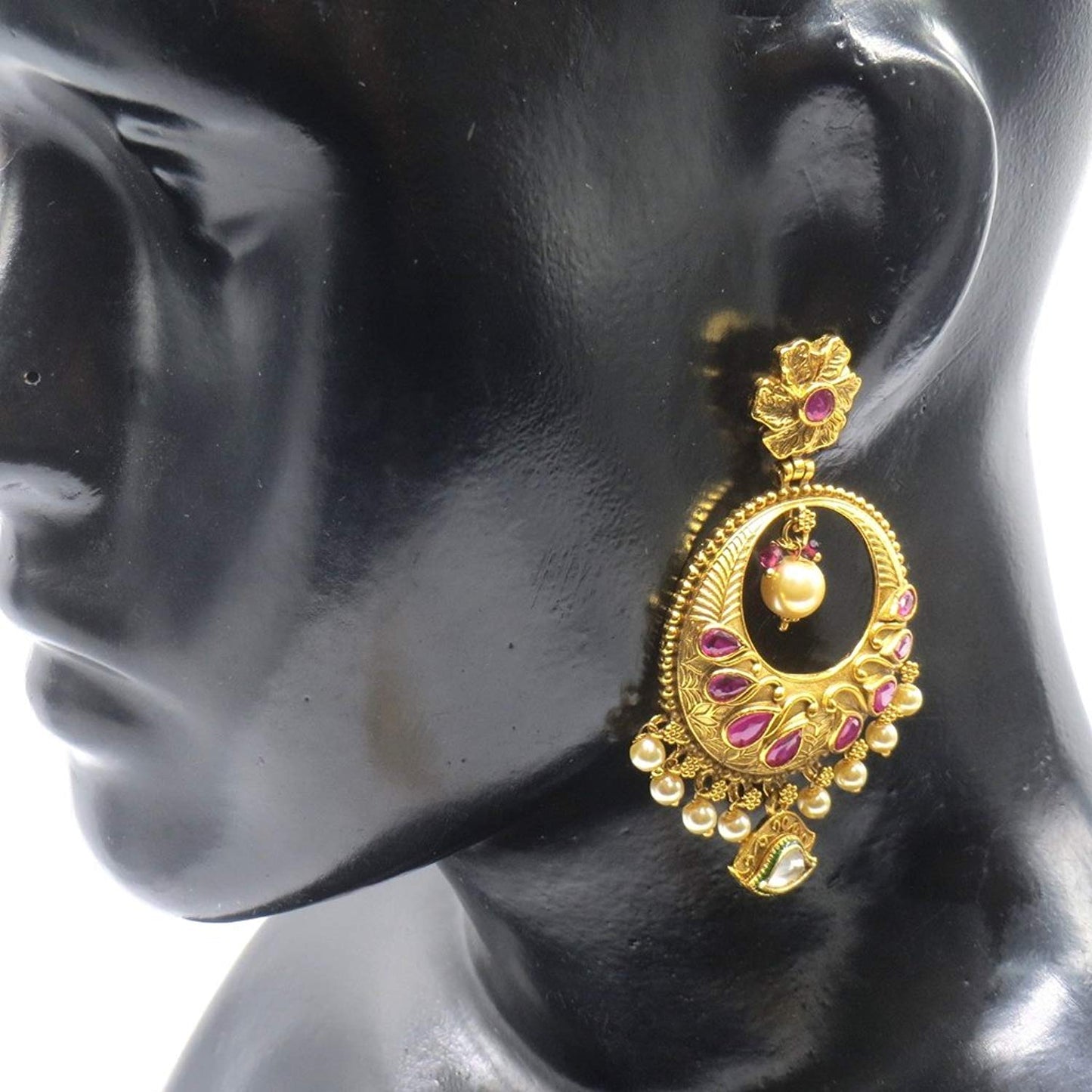 Jewelshingar Jewellery Gold Plated Ruby Colour Earrings For Women (44894-pe)