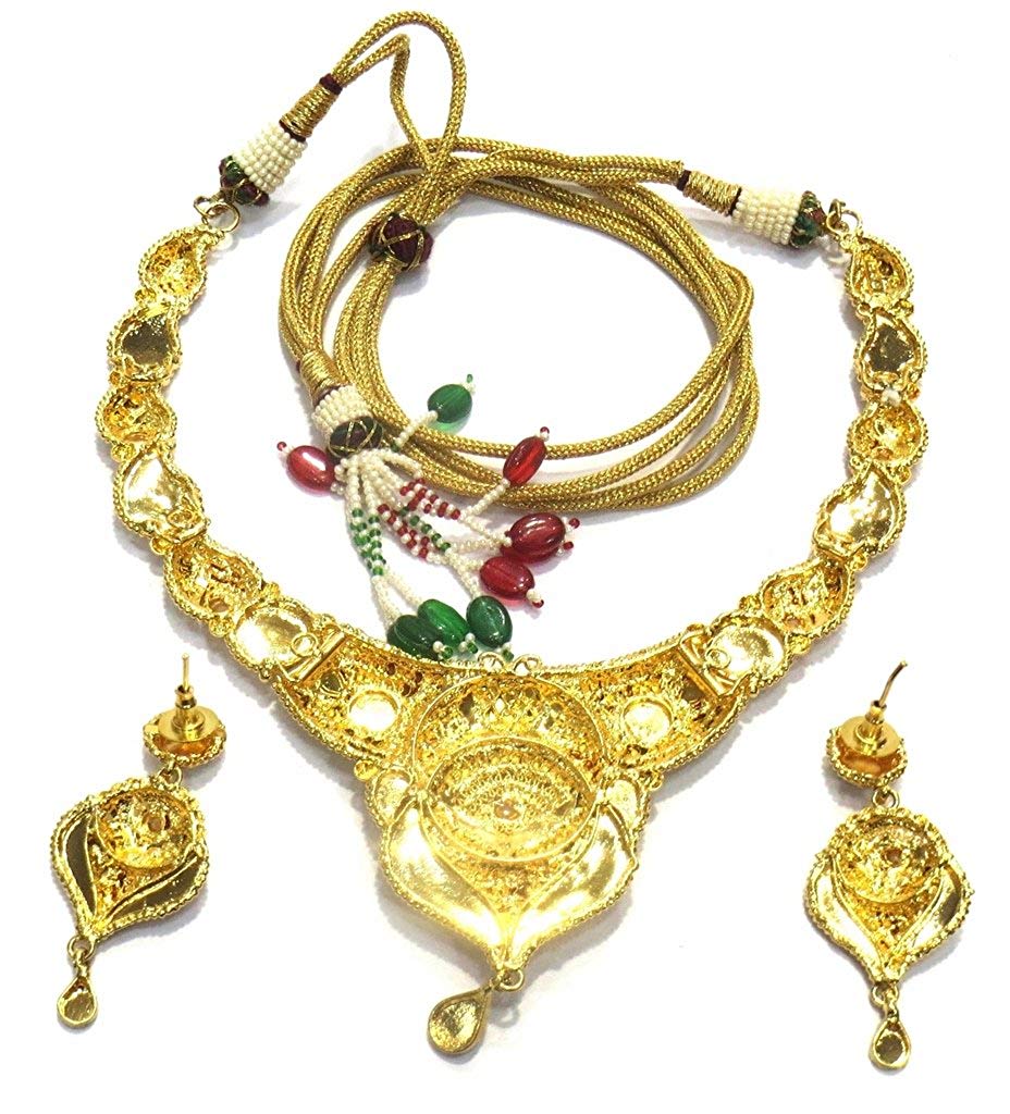 Jewelshingar Jewellery Bandhel Gold Plated Colour Gold Necklace set For Women (42978-necklace-g)