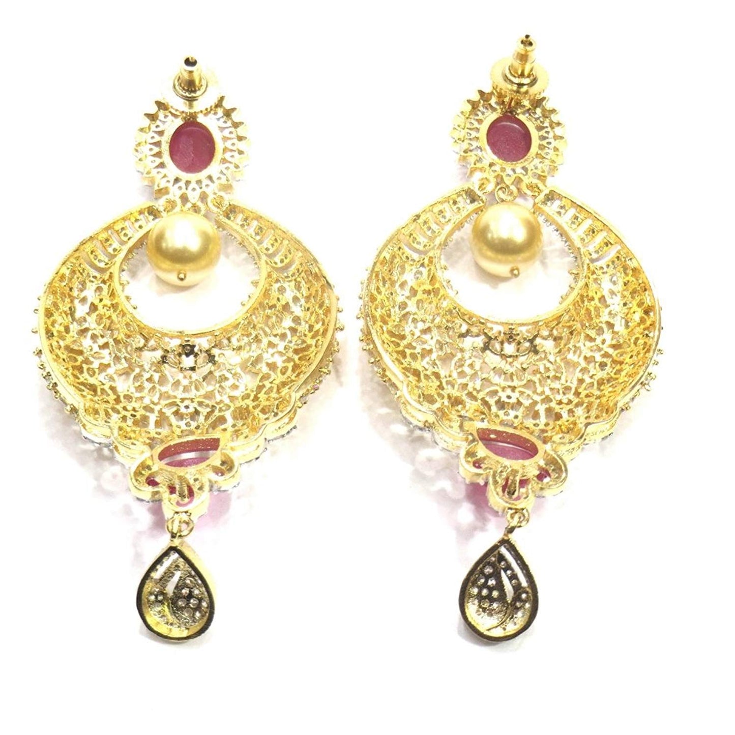 Jewelshingar Jewellery Fine Gold Plated Dangle & Drop Earrings For Girls ( 34607-ead-ruby )
