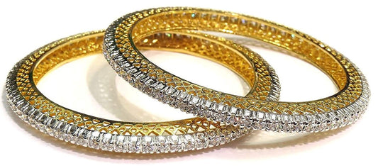 Shingar Jewellery Single Line Runner American Diamond A.d. Bangles Churi Kada Kangan Set In 2.8 Size For Women (6956-jb-2.8)