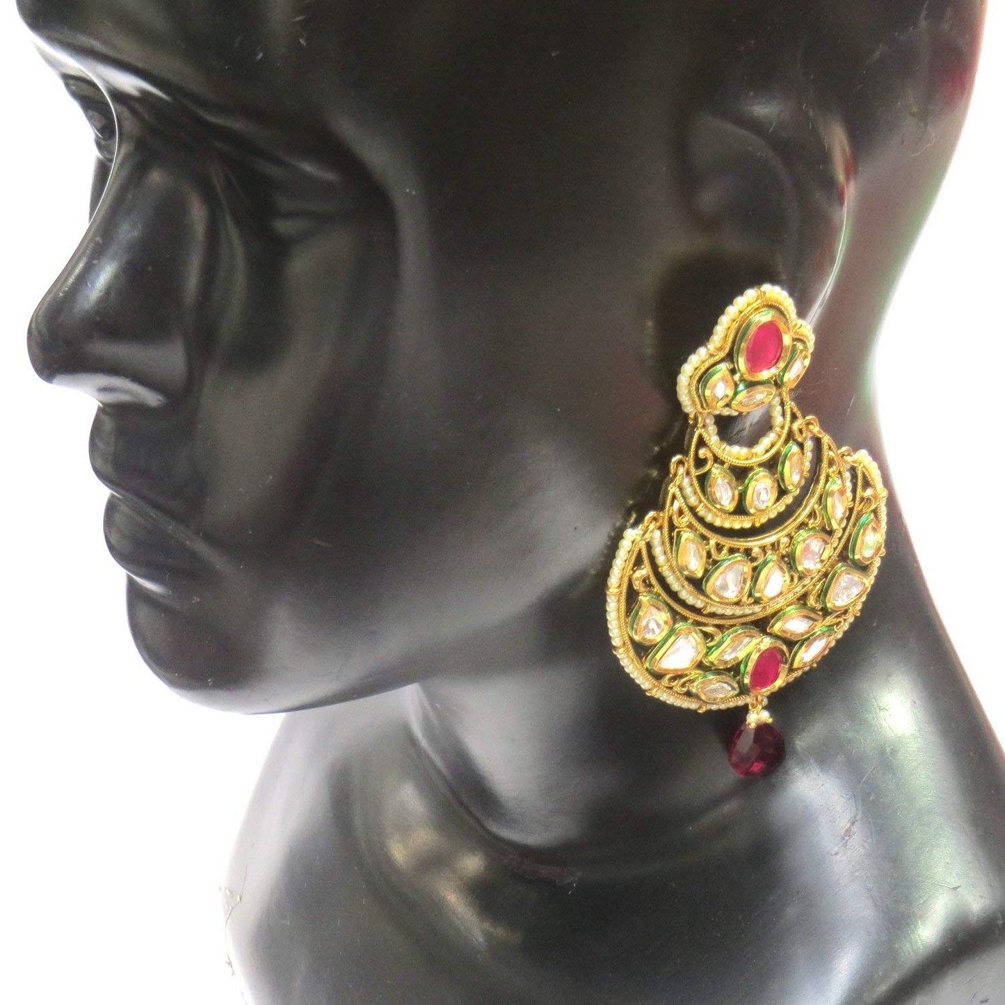 Jewelshingar Jewellery Shingar Jewellery Polki Kundan Super Fine Earrings For Women ( 41865-earrings-ruby-ace )
