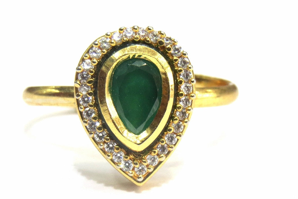 Jewelshingar Polki Kundan Ring For Women Jewellery ( 8732-acr-green-main ) - JEWELSHINGAR