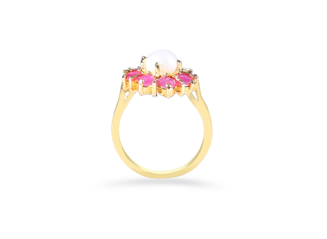 Jewelshingar Jewellery Fine 925 Silver Ruby Ring ( 900036-ring-ruby-moti-14 )