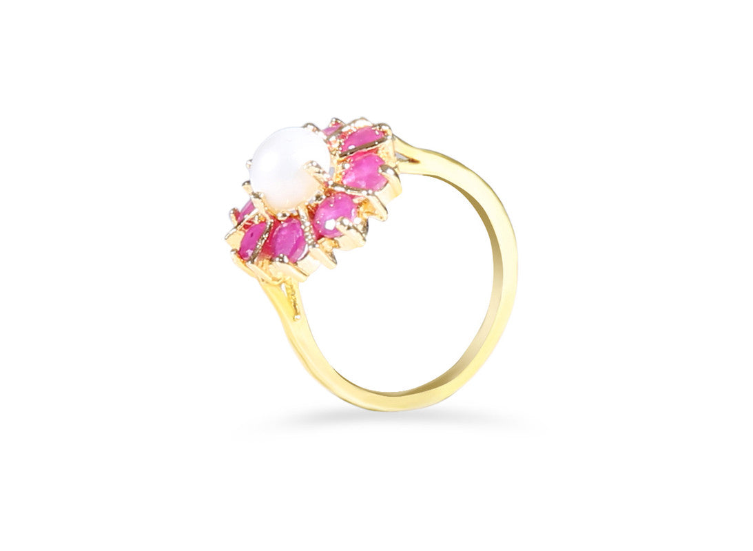 Jewelshingar Jewellery Fine 925 Silver Ruby Ring ( 900036-ring-ruby-moti-14 )