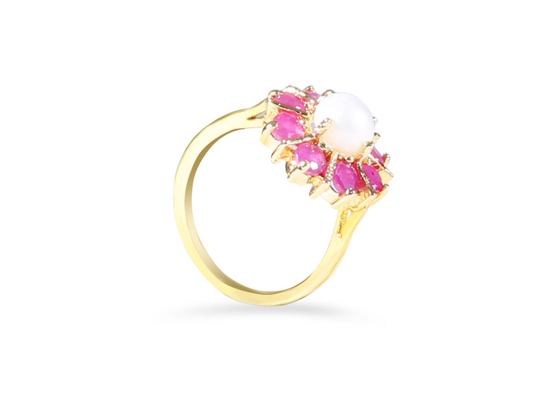 Jewelshingar Jewellery Fine 925 Silver Ruby Ring ( 900036-ring-ruby-moti-14 )
