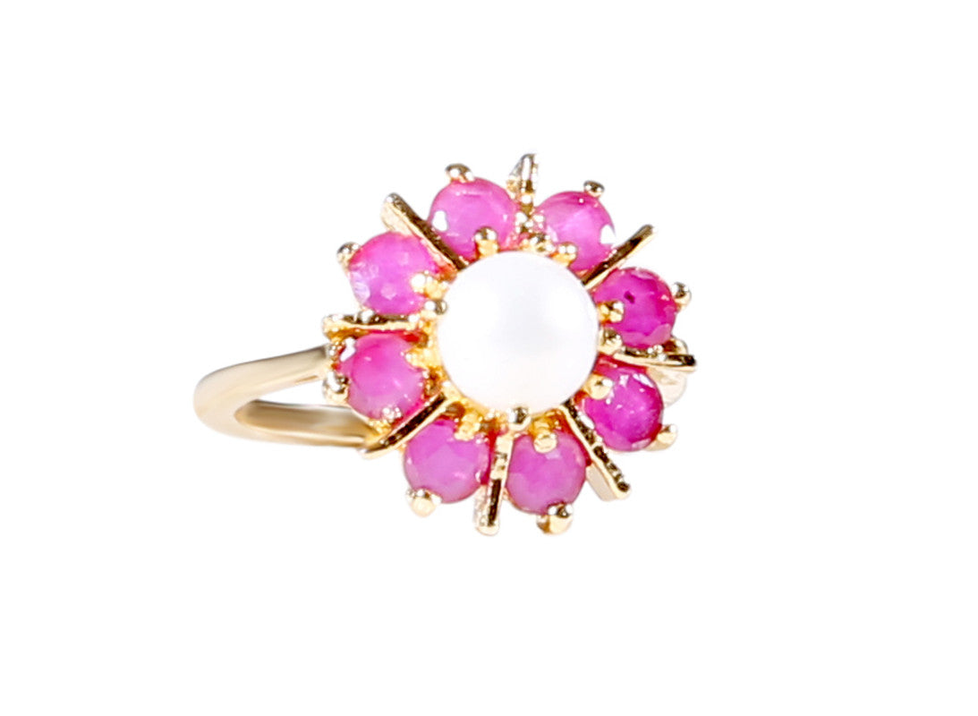 Jewelshingar Jewellery Fine 925 Silver Ruby Ring ( 900036-ring-ruby-moti-14 )