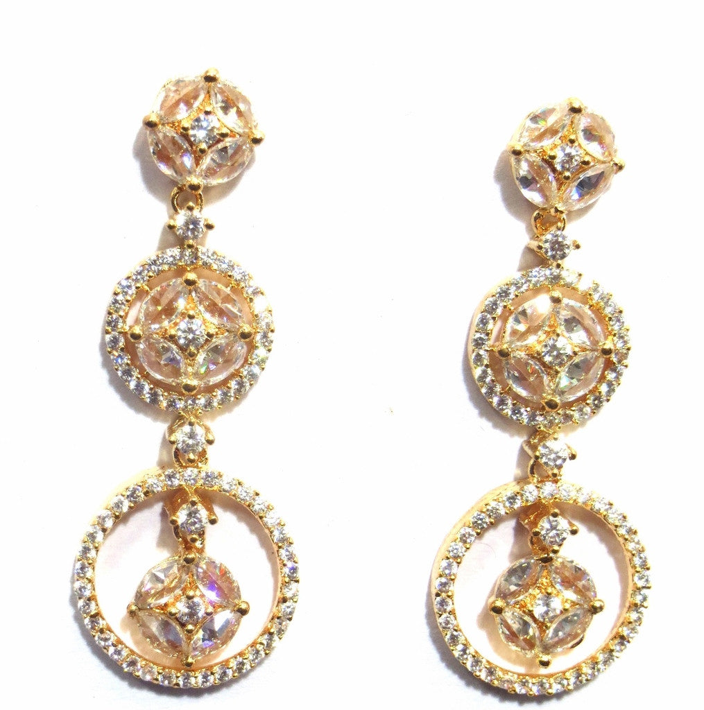 Jewelshingar Cubic Zirconia Earrings Danglers For Women Jewellery ( 9063-ead-ruby ) - JEWELSHINGAR