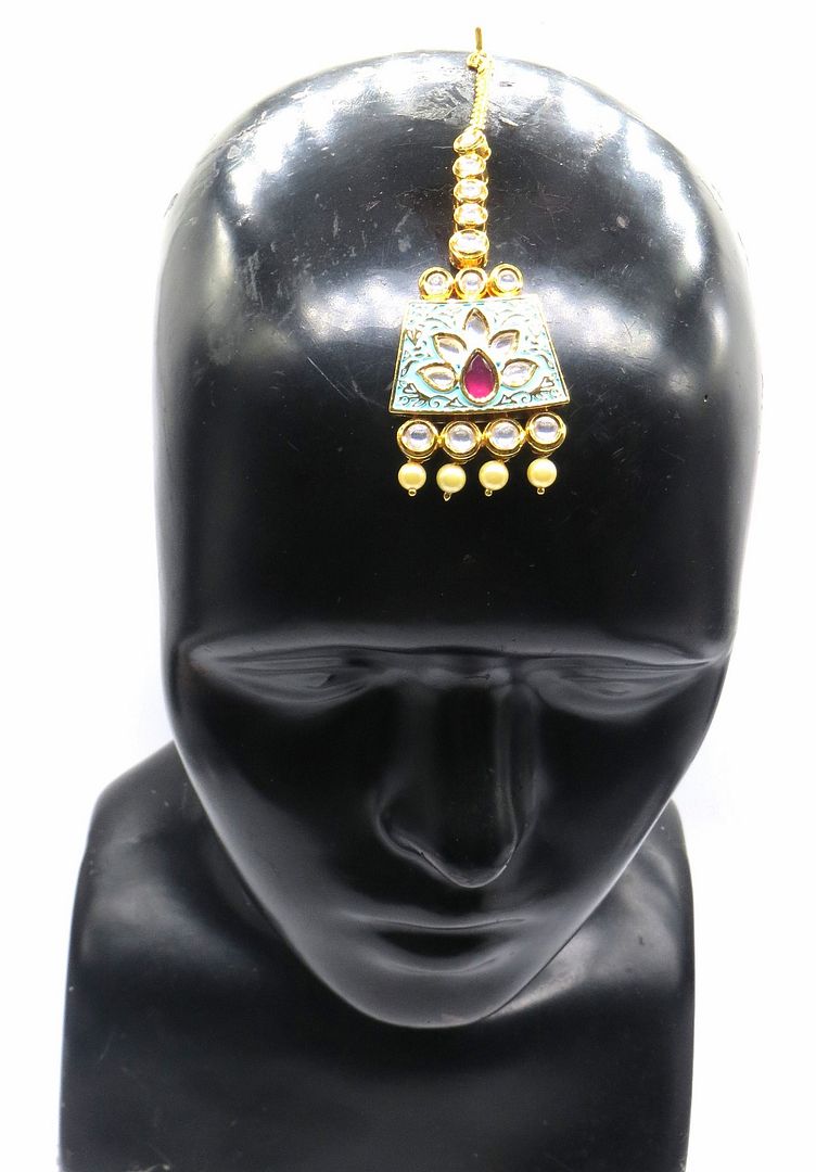 Jewelshingar Jewellery Gold Plated Kundan Maangtikka For Women ( 91894MTK )