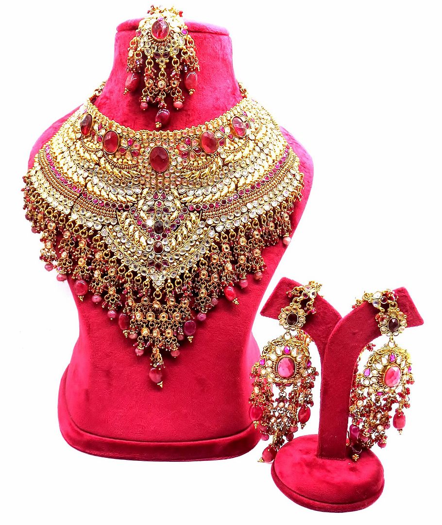 Jewelshingar Jewellery Antique Plated Semi Bridal Choker Necklace With Earrings And Maangtikka For Women ( 92099NEM )