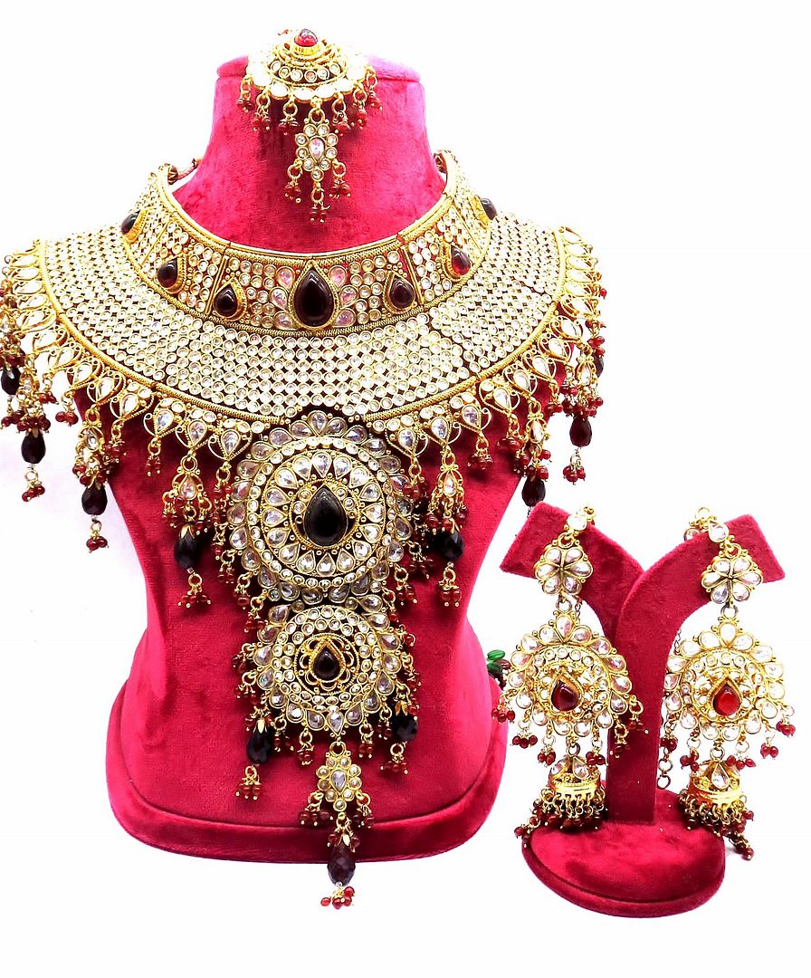 Jewelshingar Jewellery Antique Plated Semi Bridal Choker Necklace With Earrings And Maangtikka For Women ( 92103NEM )