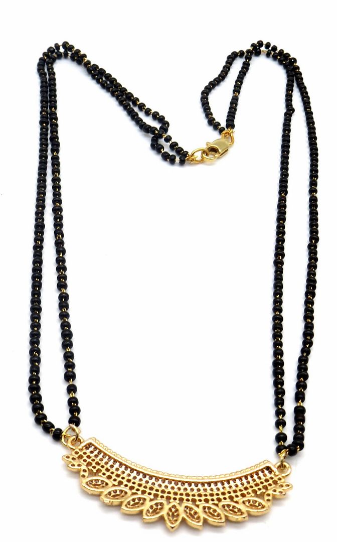 Jewelshingar Jewellery Rosegold Plated Diamond Looking Mangalsutra Pendant with chain For Women ( 92202MSD )