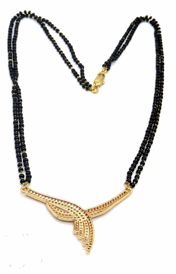 Jewelshingar Jewellery Rosegold Plated Diamond Looking Mangalsutra Pendant with chain For Women ( 92206MSD )