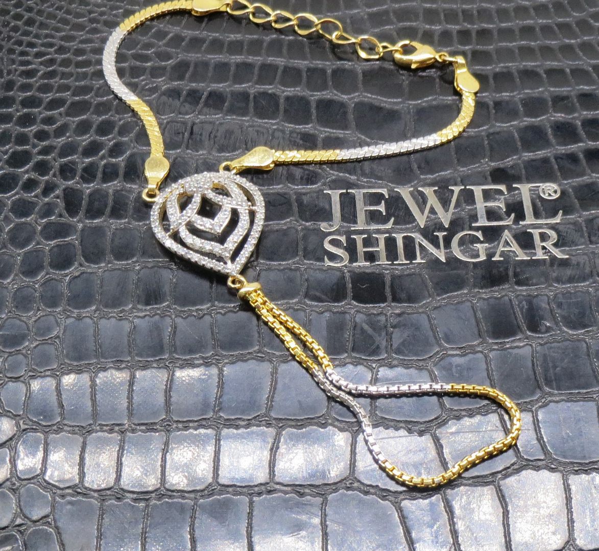 Jewelshingar Jewellery Silver Gold Plated Hathphool For Women ( 92547CBH )
