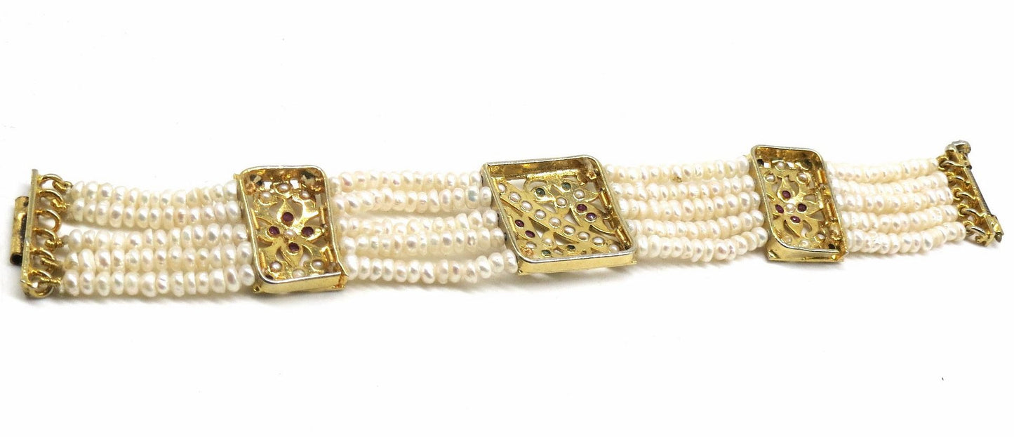 Jewelshingar Jewellery Gold Plated Kundan Bracelet For Women ( 92600CBJ )