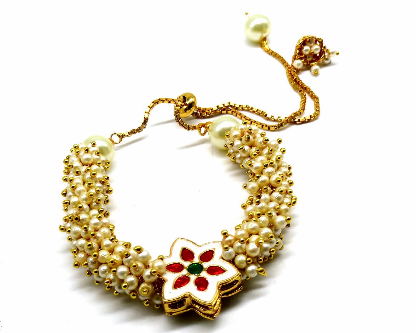 Jewelshingar Jewellery Gold Plated Kundan Bracelet For Women ( 92605CBK )