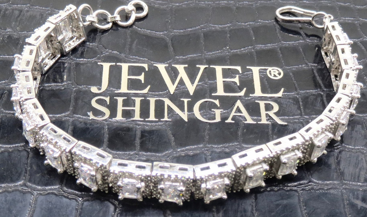 Jewelshingar Jewellery Silver Plated Diamond Bracelet For Women ( 92620CBD )