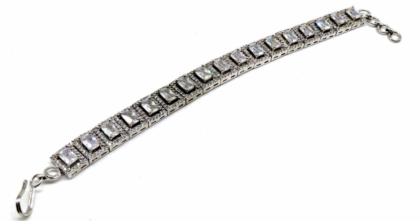 Jewelshingar Jewellery Silver Plated Diamond Bracelet For Women ( 92620CBD )