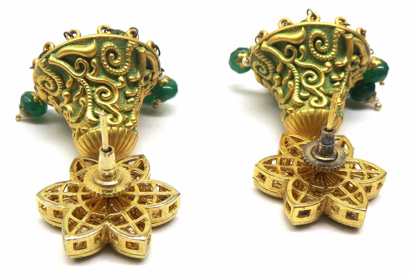 Jewelshingar Jewellery Gold Plated Polki Kundan Earrings For Women ( 92856PEJ )