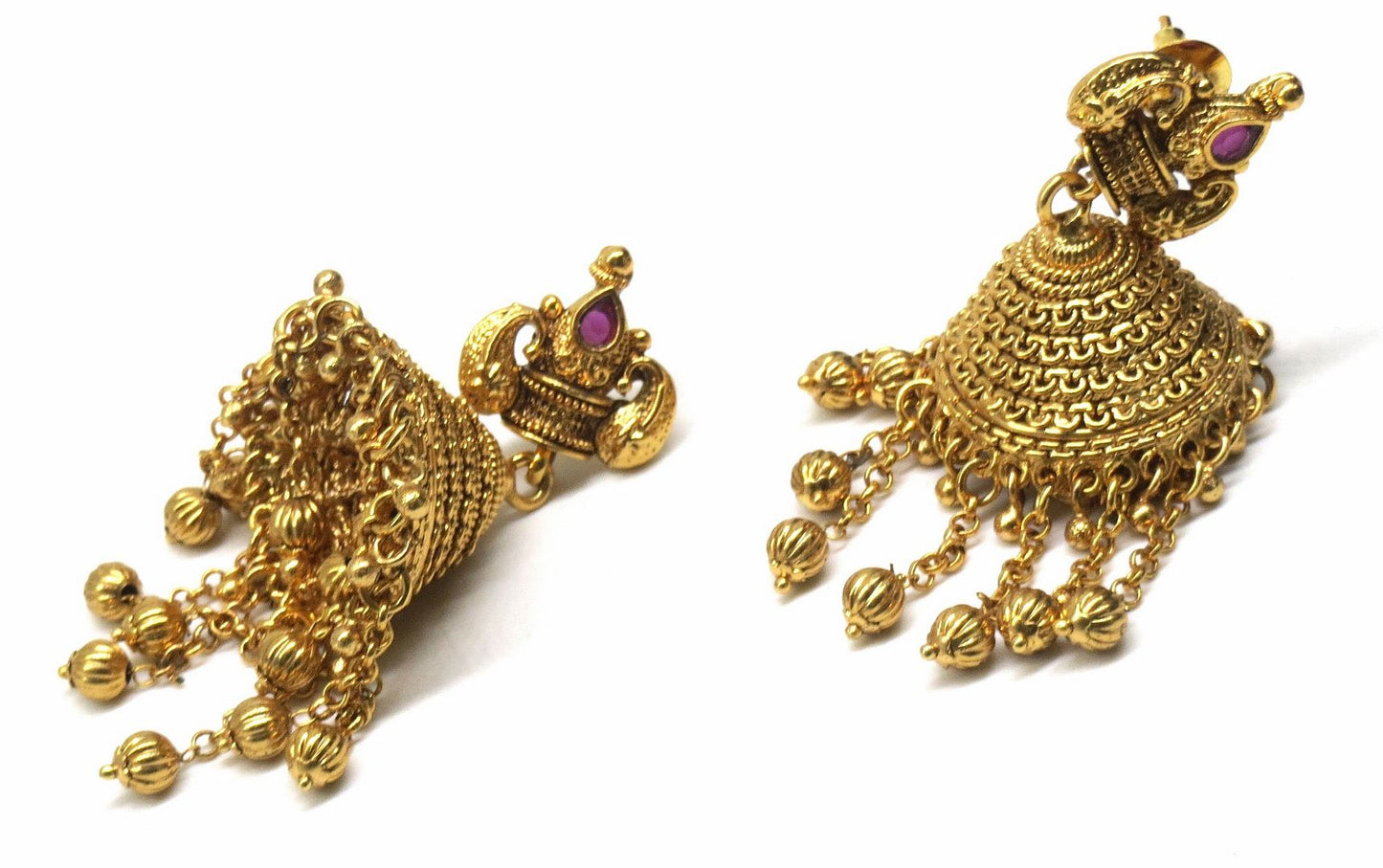 Jewelshingar Jewellery Gold Plated Polki Kundan Earrings For Women ( 92866PEJ )