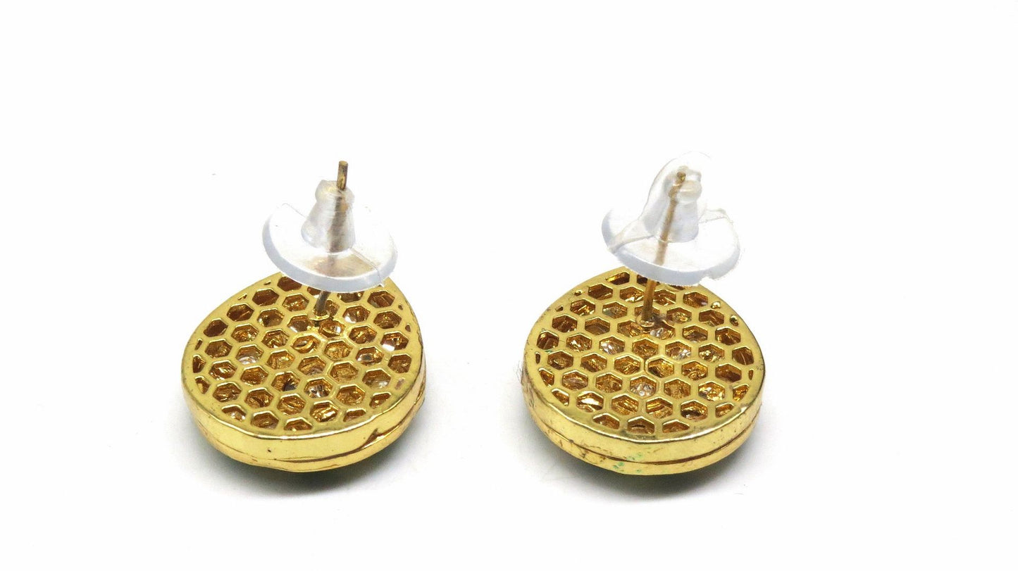 Jewelshingar Jewellery Gold Plated Polki Kundan Earrings For Women ( 92911ACT )