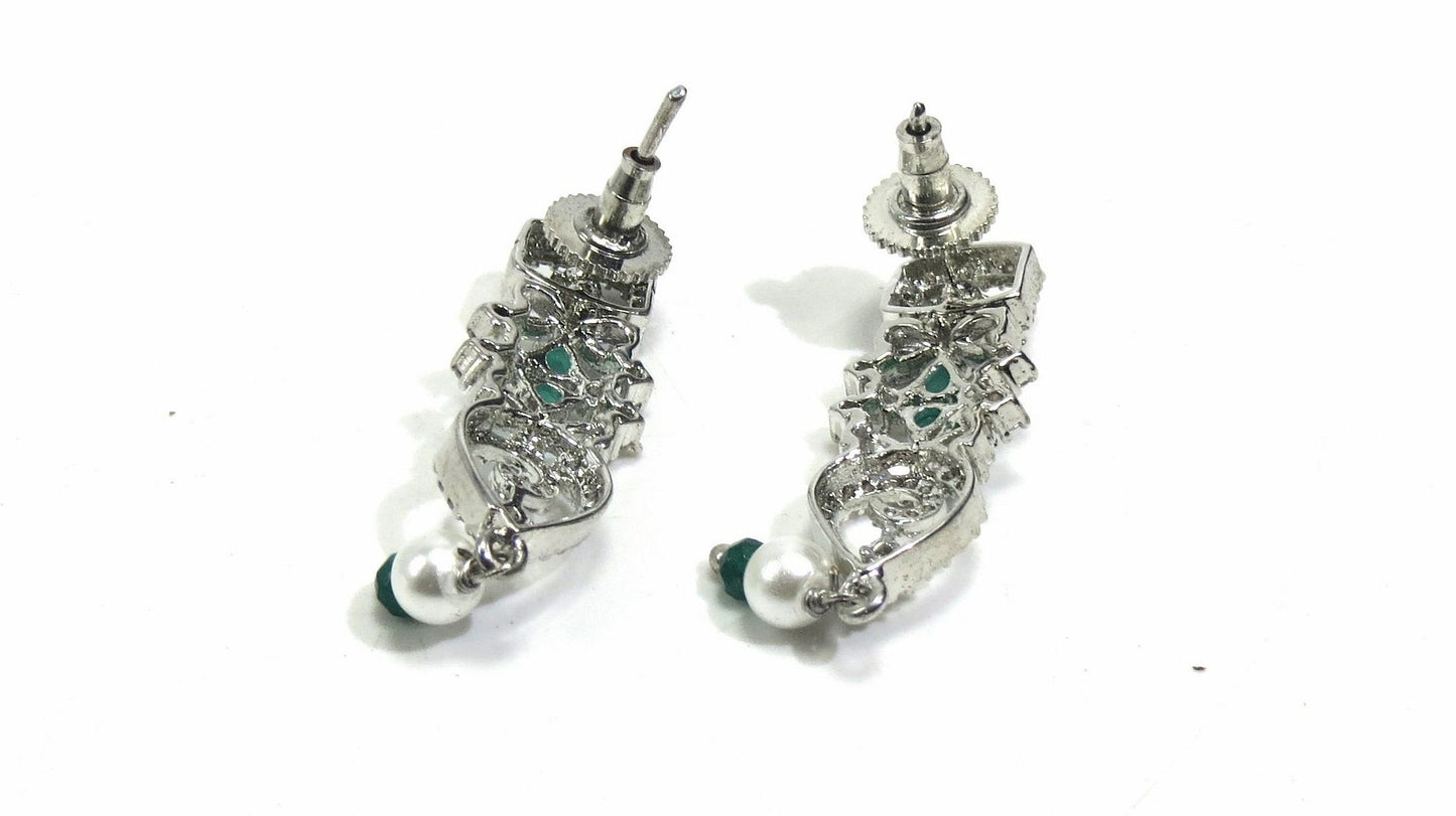 Jewelshingar Jewellery Silver Plated Diamond Earrings For Women ( 92994EAD )