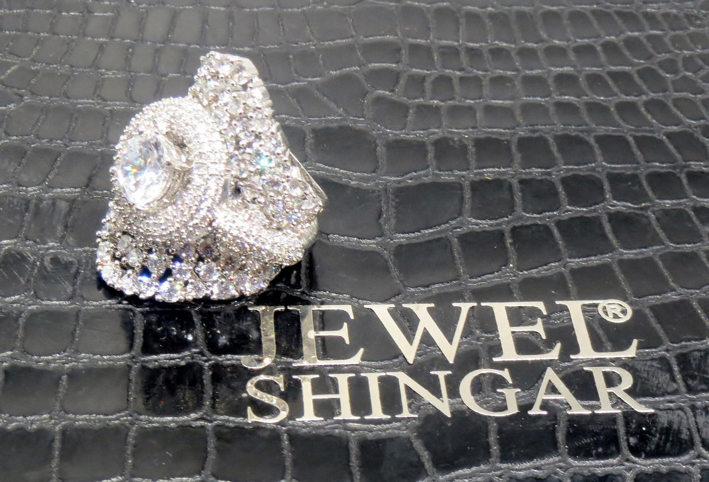 Jewelshingar Jewellery American Diamond Clear Colour Size 13 Silver Plated Ring For Girls ( 93029RIN )