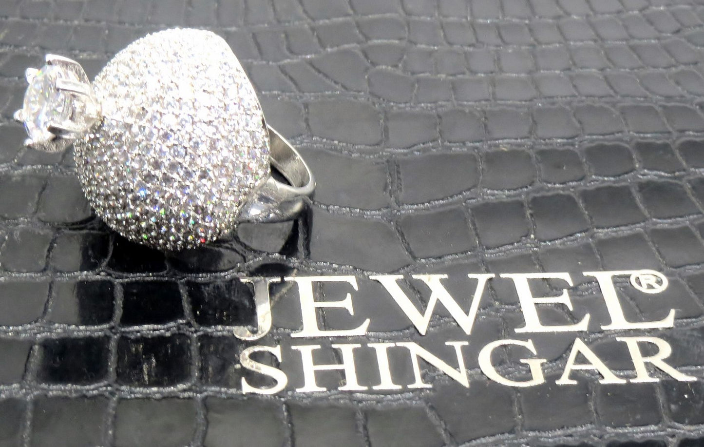Jewelshingar Jewellery American Diamond Clear Colour Size 13 Silver Plated Ring For Girls ( 93043RIN )