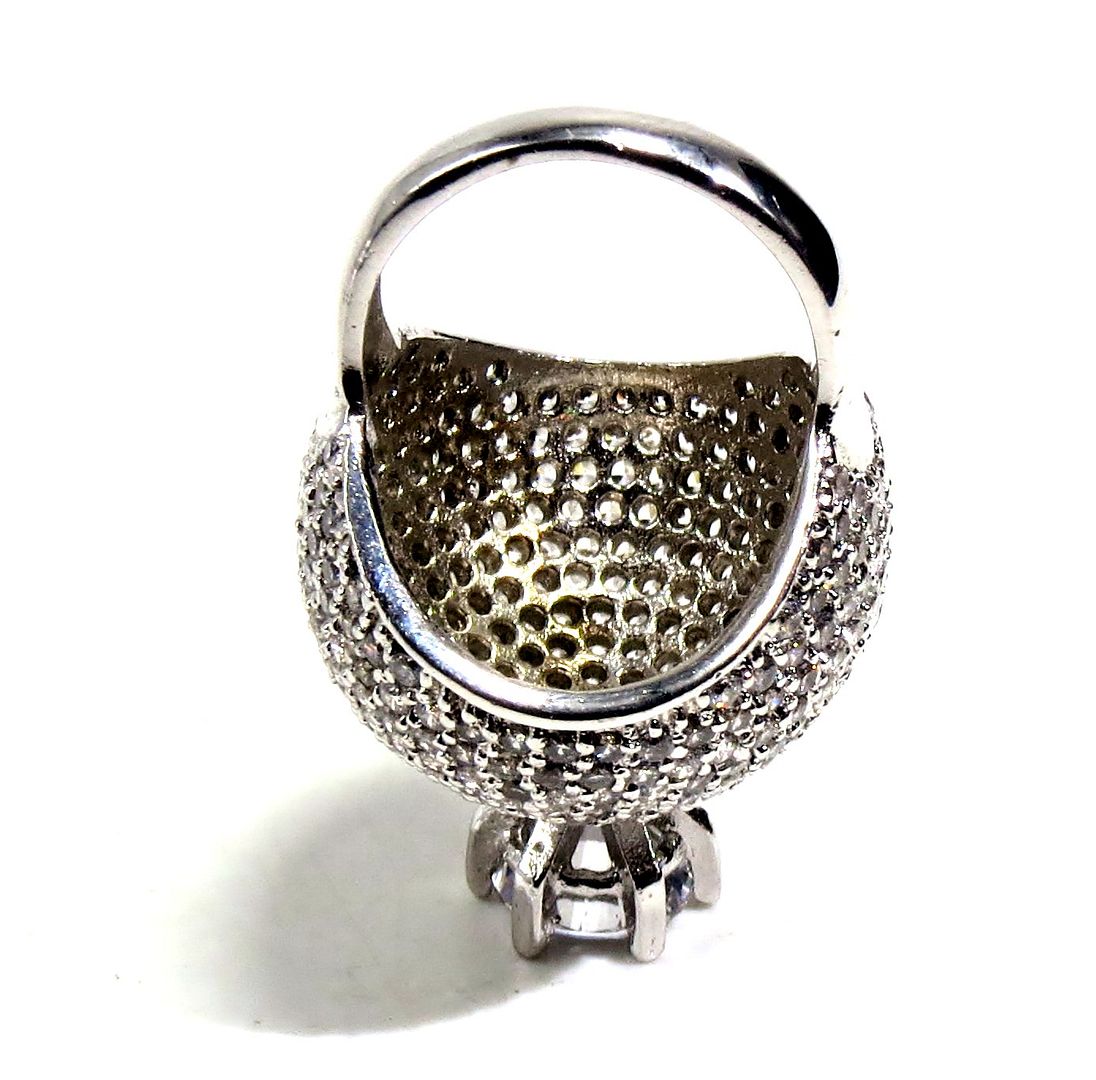 Jewelshingar Jewellery American Diamond Clear Colour Size 13 Silver Plated Ring For Girls ( 93043RIN )