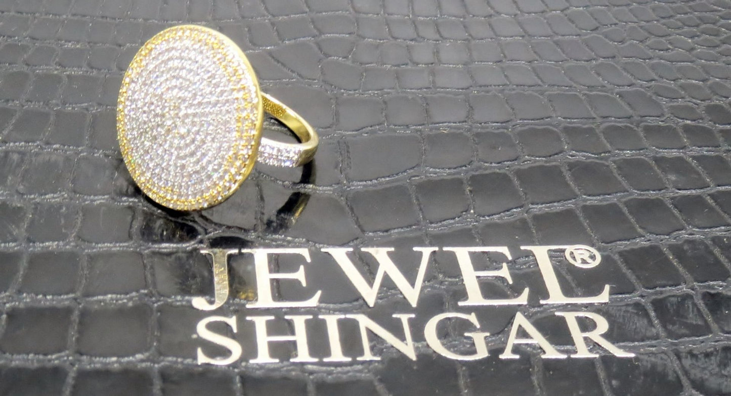Jewelshingar Jewellery American Diamond Clear Colour Size 15 Silver Plated Ring For Girls ( 93048RIN )