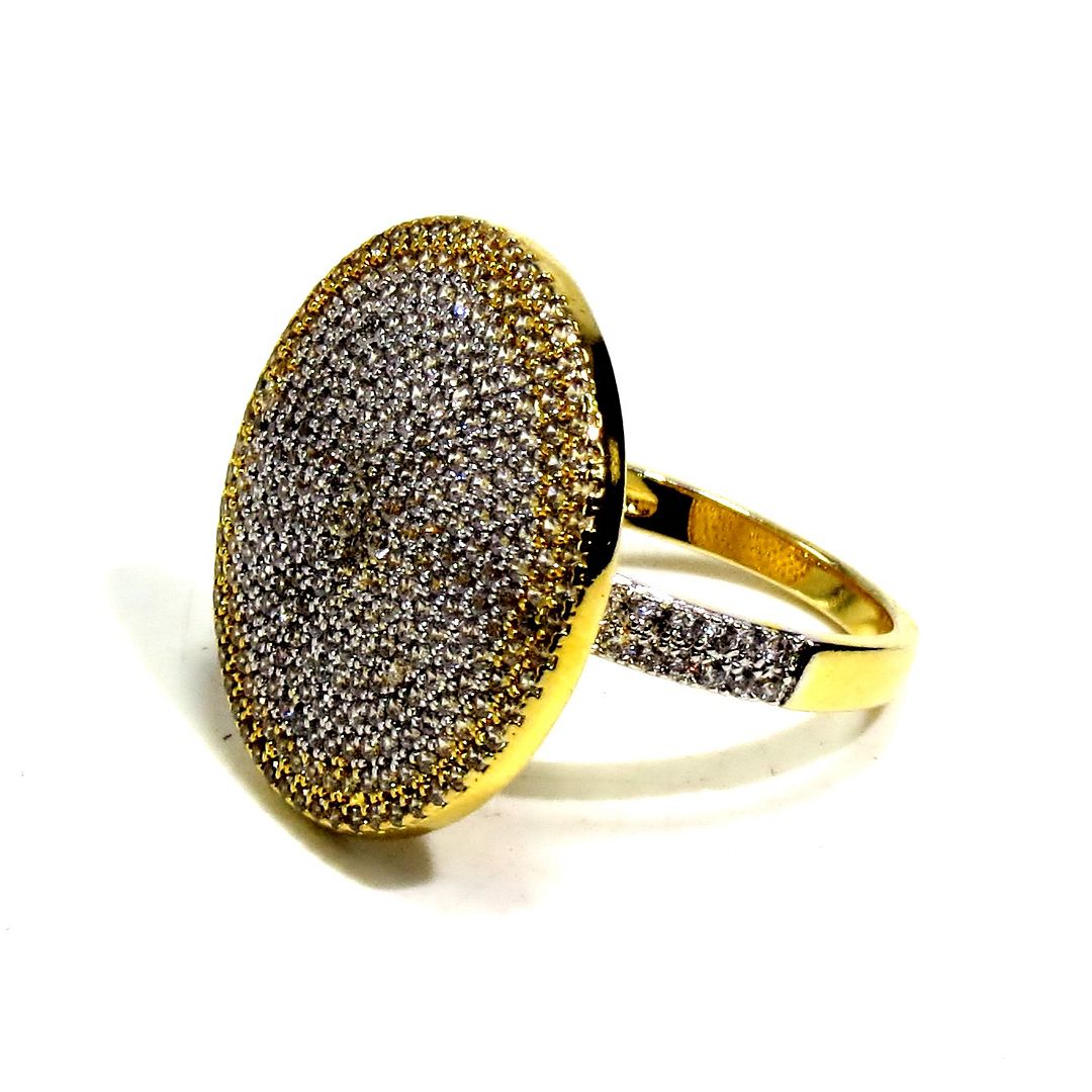 Jewelshingar Jewellery American Diamond Clear Colour Size 15 Silver Plated Ring For Girls ( 93048RIN )