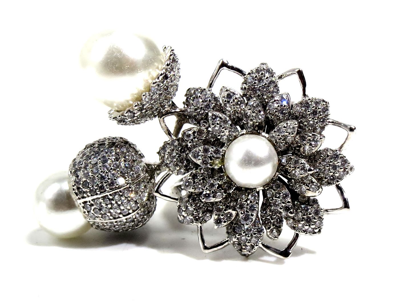 Jewelshingar Jewellery American Diamond Clear Colour Size 13 Silver Plated Ring For Girls ( 93074RIN )