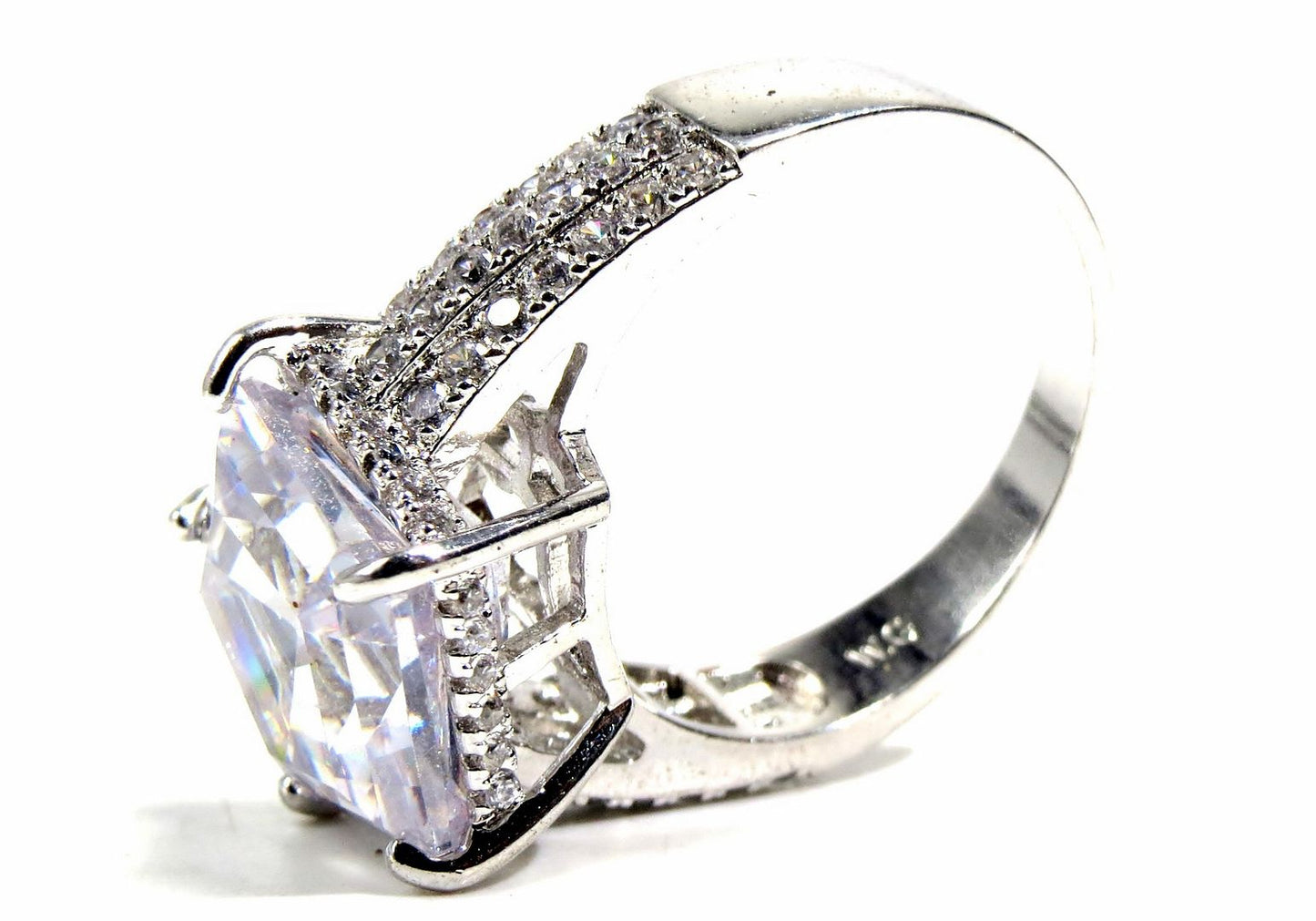 Jewelshingar Jewellery American Diamond Clear Colour Size 17 Silver Plated Ring For Girls ( 93079RIN )