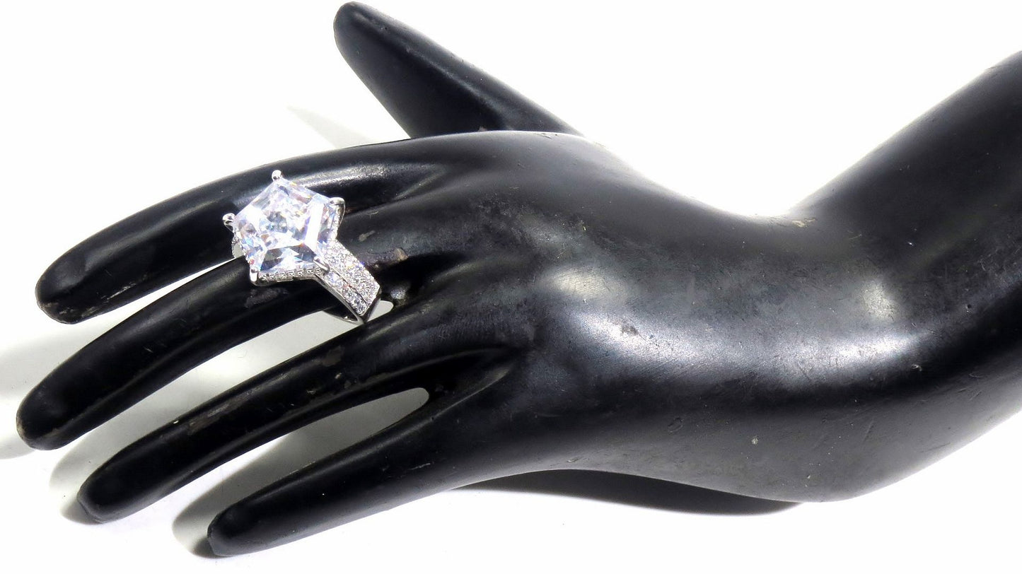 Jewelshingar Jewellery American Diamond Clear Colour Size 17 Silver Plated Ring For Girls ( 93079RIN )