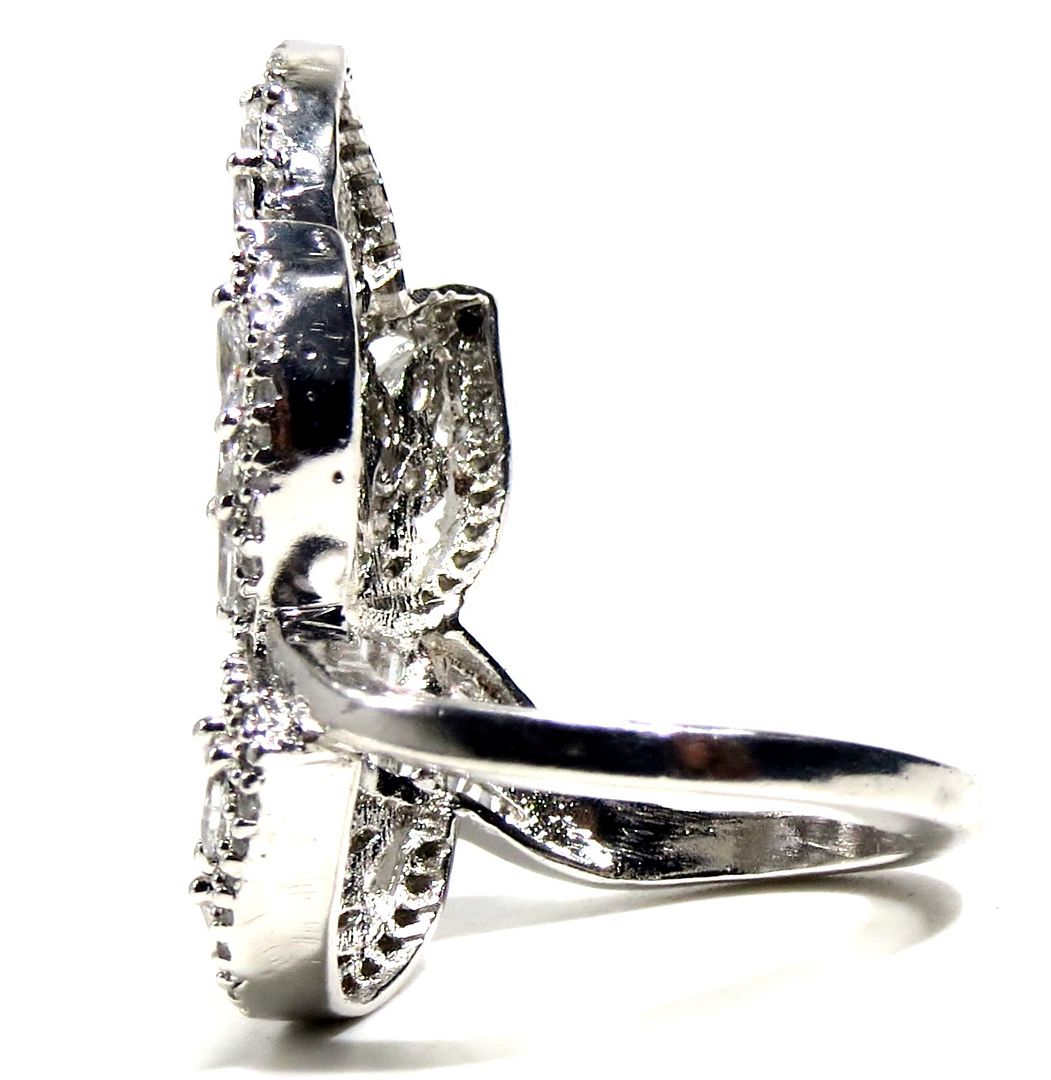 Jewelshingar Jewellery American Diamond Clear Colour Size 18 Silver Plated Ring For Girls ( 93114RIN )