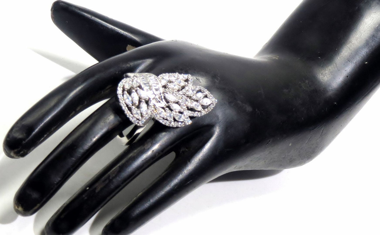 Jewelshingar Jewellery American Diamond Clear Colour Size 18 Silver Plated Ring For Girls ( 93114RIN )