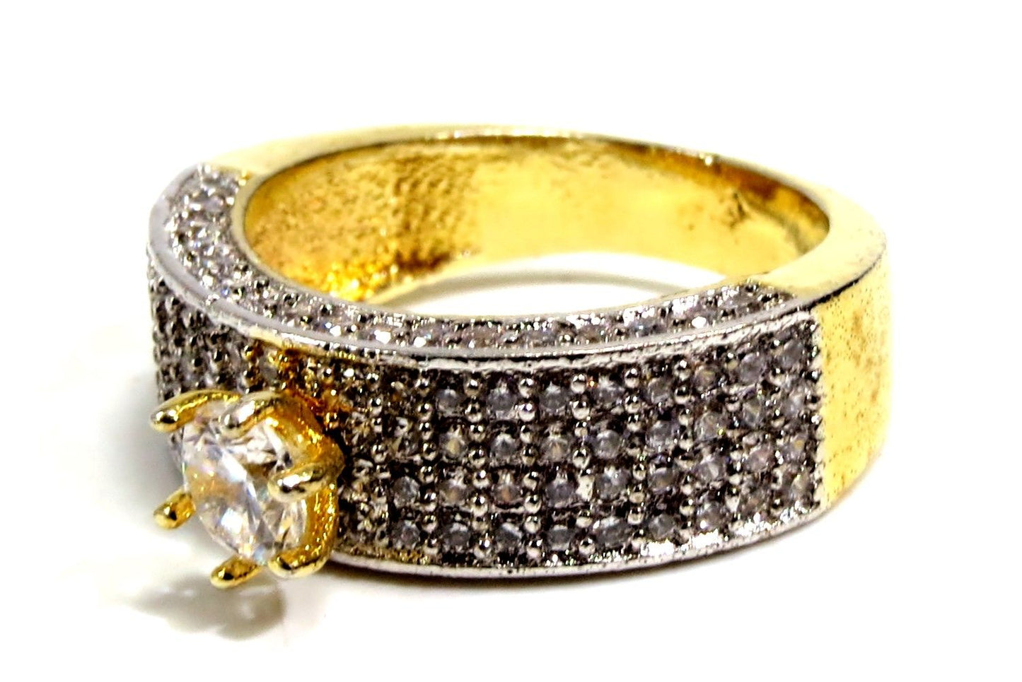 Jewelshingar Jewellery American Diamond Clear Colour Size 15 Gold Plated Ring For Girls ( 93119RIN )