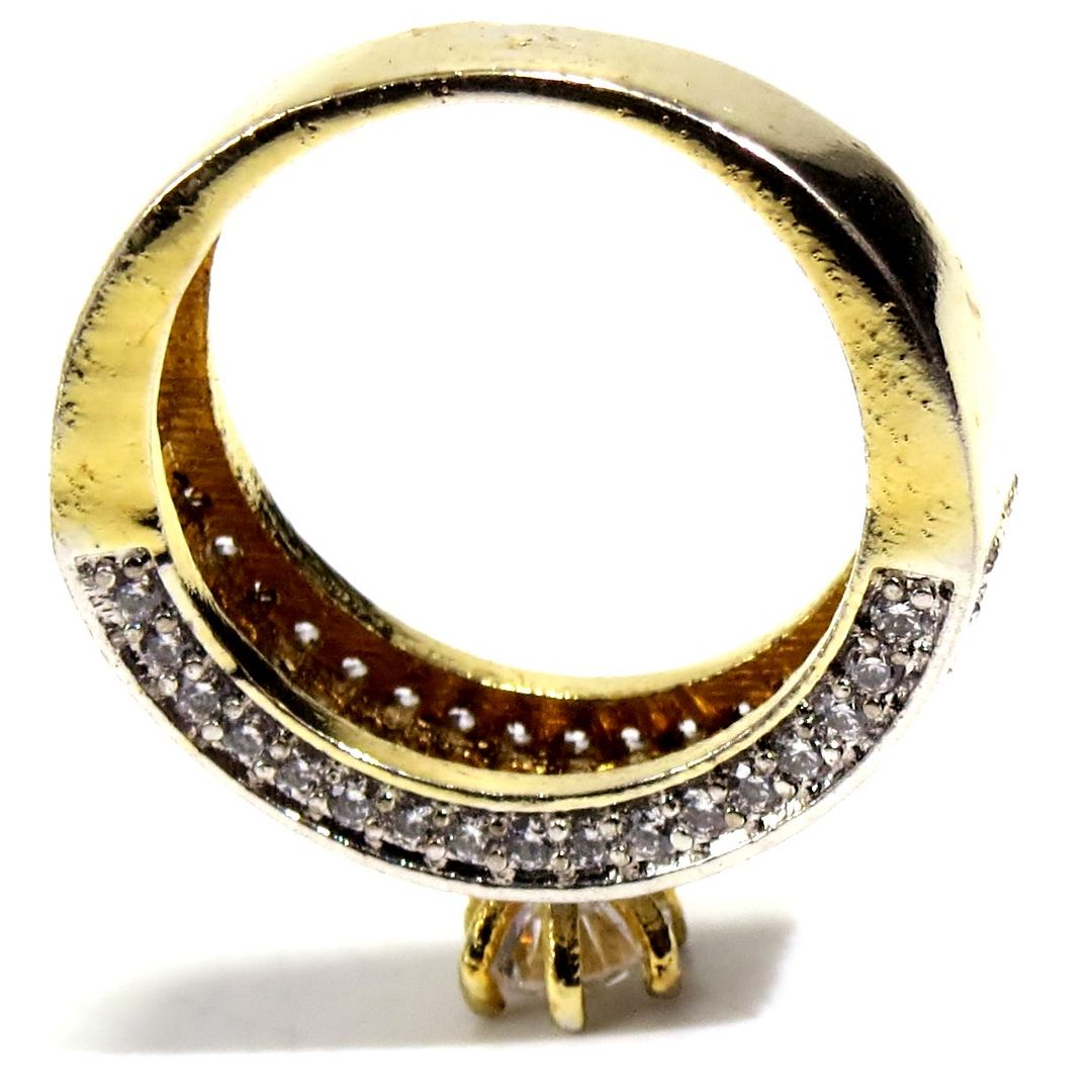 Jewelshingar Jewellery American Diamond Clear Colour Size 15 Gold Plated Ring For Girls ( 93119RIN )