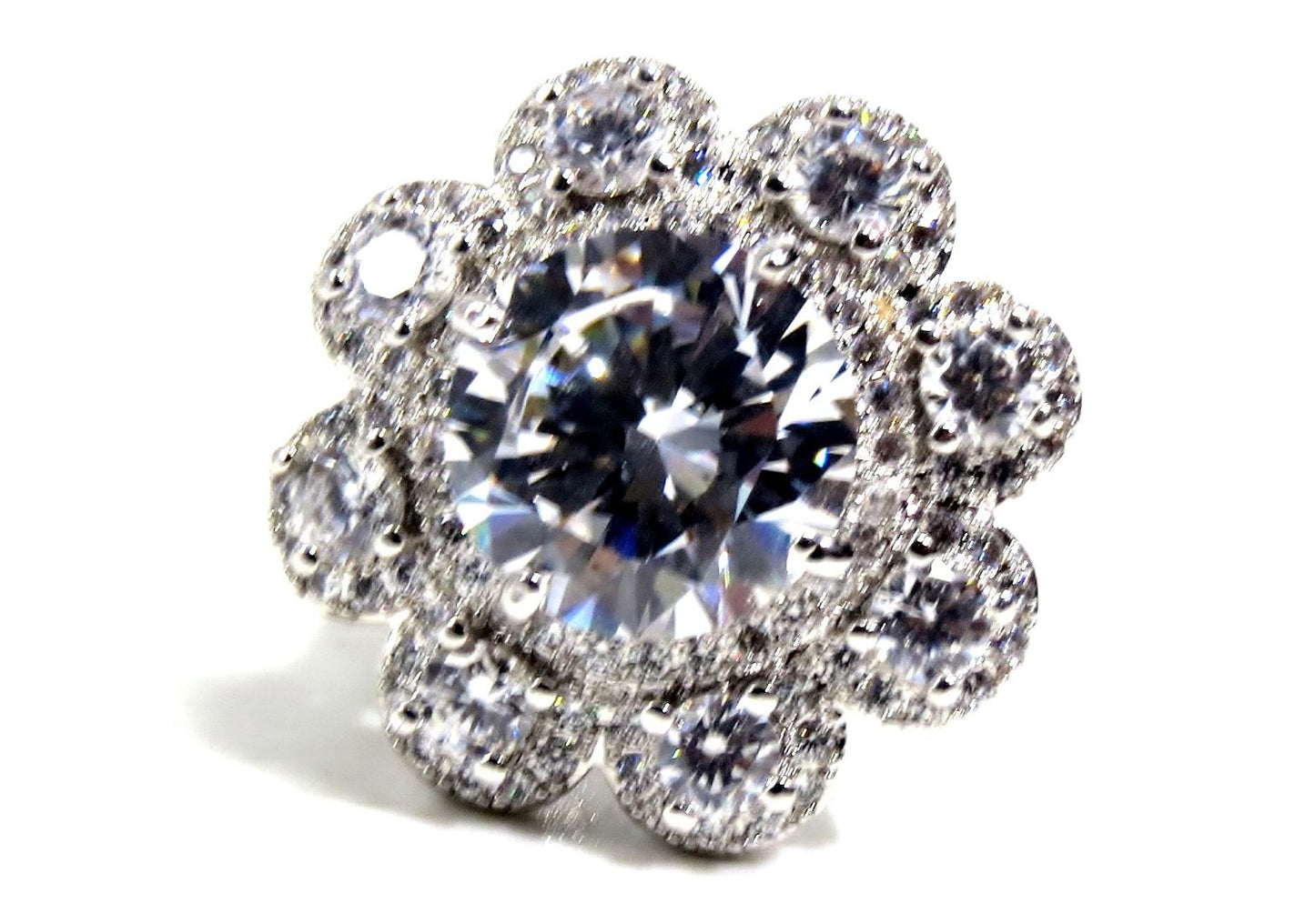 Jewelshingar Jewellery American Diamond Clear Colour Size 13 Silver Plated Ring For Girls ( 93124RIN )