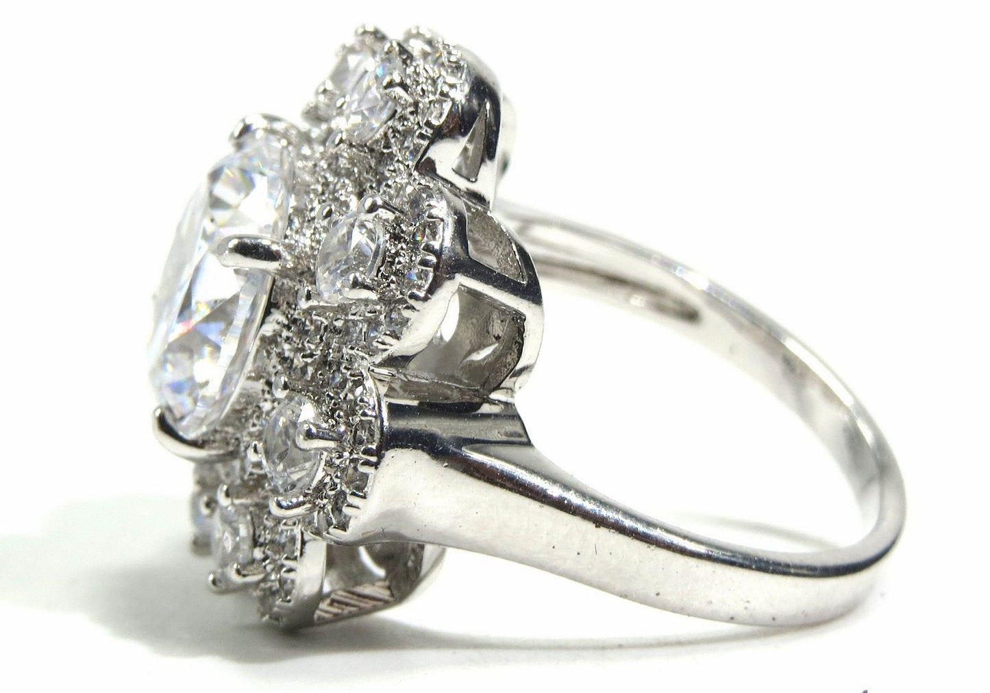 Jewelshingar Jewellery American Diamond Clear Colour Size 13 Silver Plated Ring For Girls ( 93124RIN )
