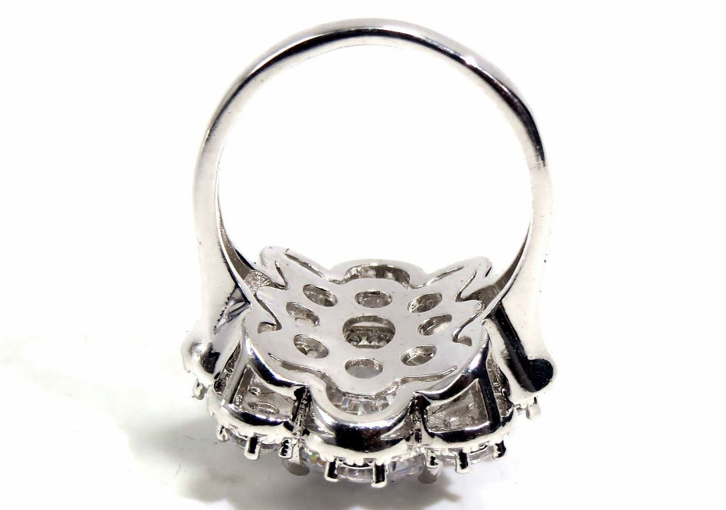 Jewelshingar Jewellery American Diamond Clear Colour Size 13 Silver Plated Ring For Girls ( 93124RIN )