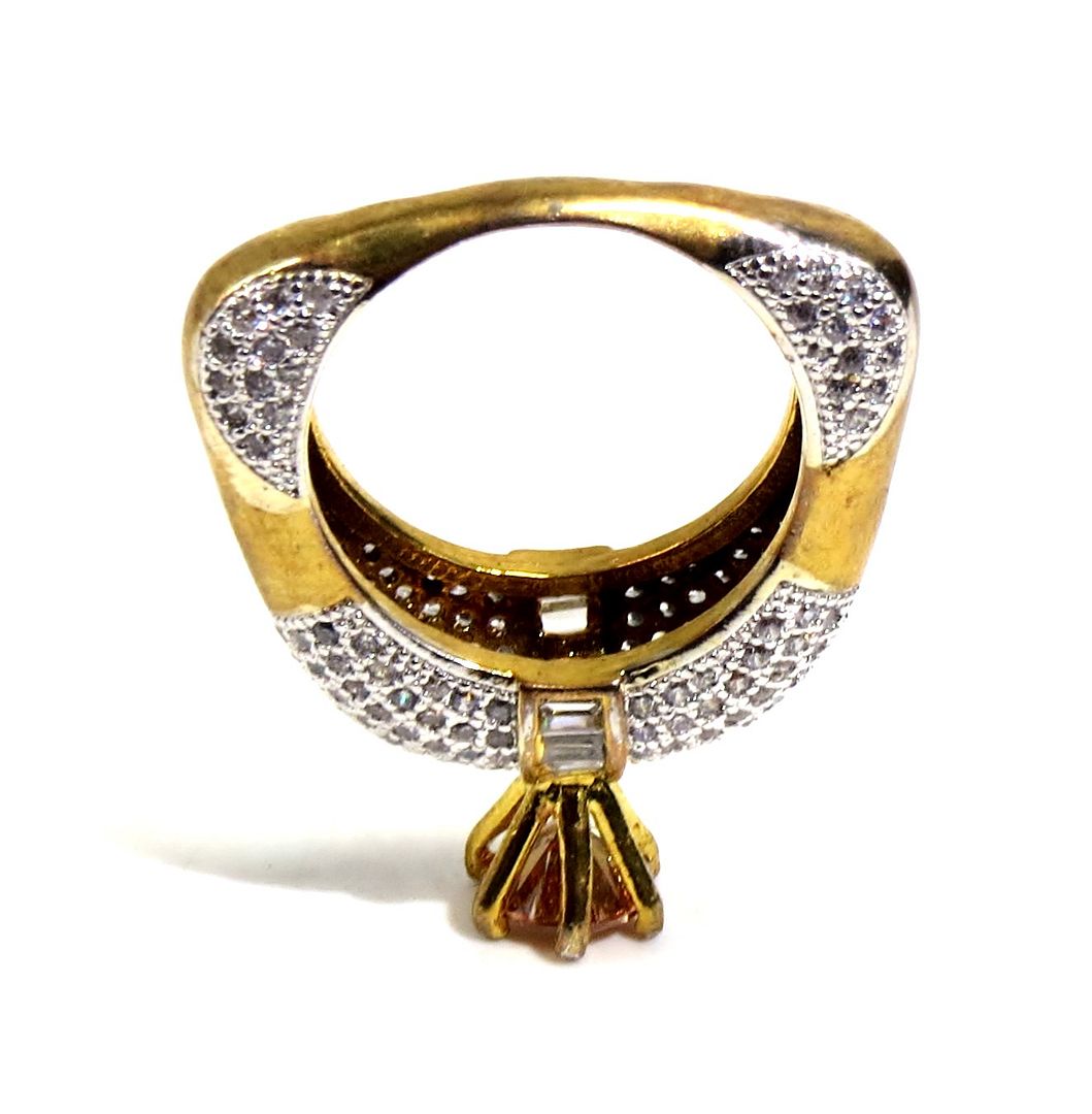 Jewelshingar Jewellery American Diamond Brown Colour Size 18 Gold Plated Ring For Girls ( 93129RIN )