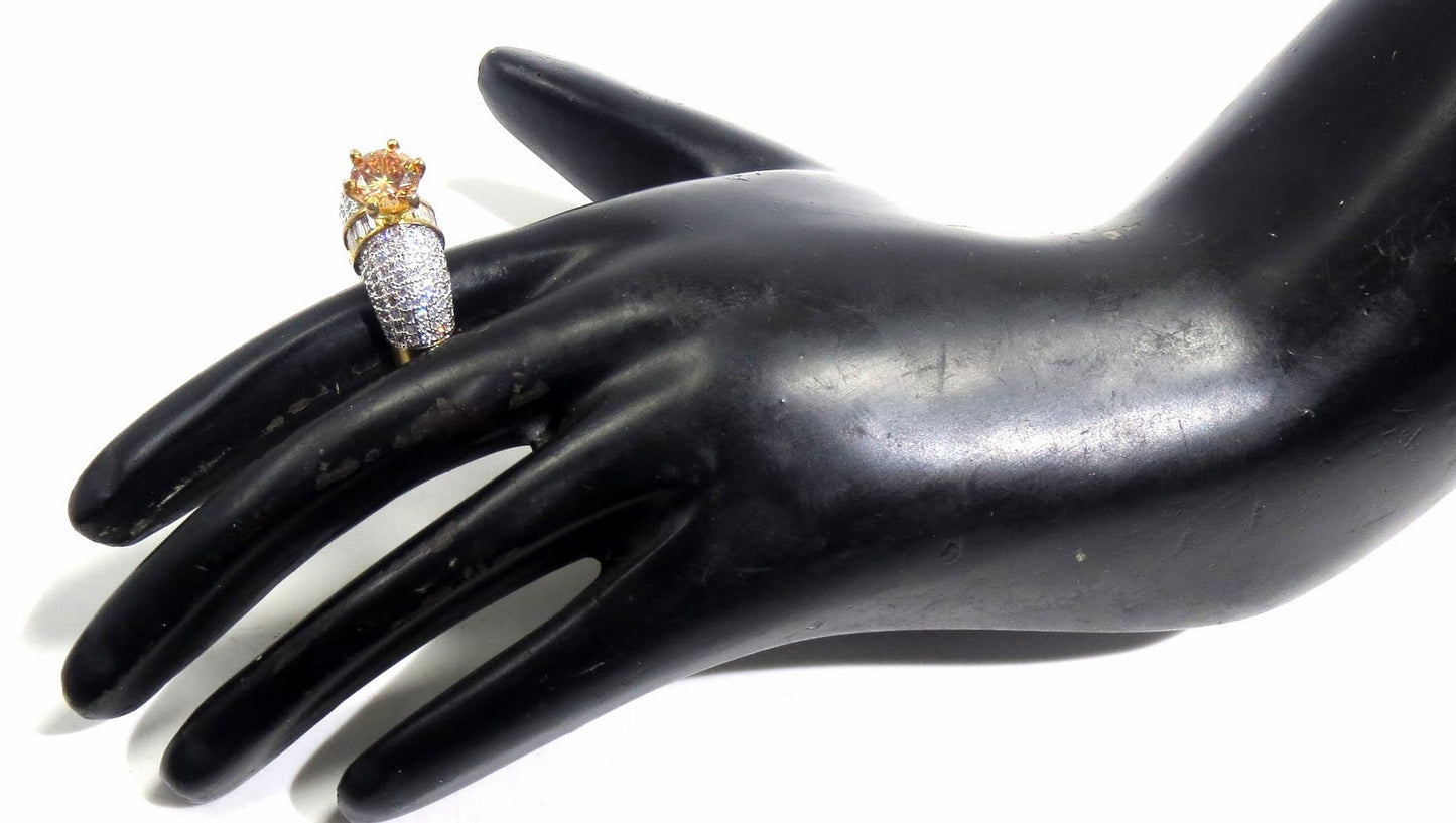 Jewelshingar Jewellery American Diamond Brown Colour Size 18 Gold Plated Ring For Girls ( 93129RIN )