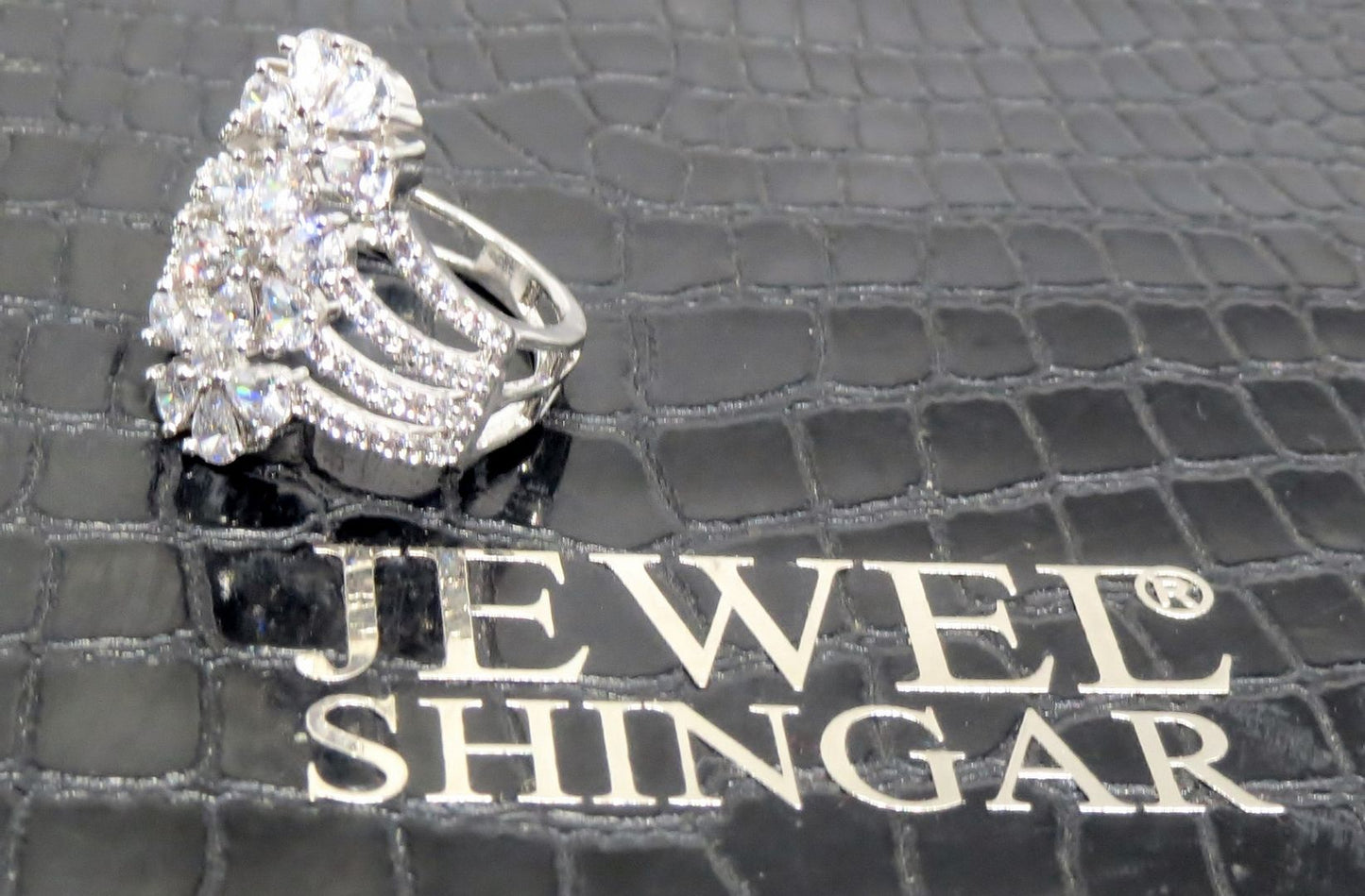 Jewelshingar Jewellery American Diamond Clear Colour Size 16 Silver Plated Ring For Girls ( 93139RIN )