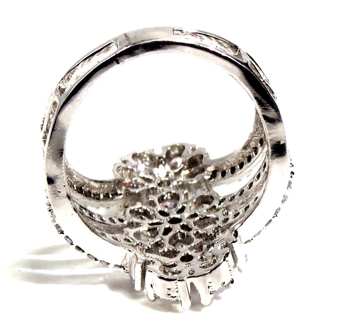 Jewelshingar Jewellery American Diamond Clear Colour Size 16 Silver Plated Ring For Girls ( 93139RIN )