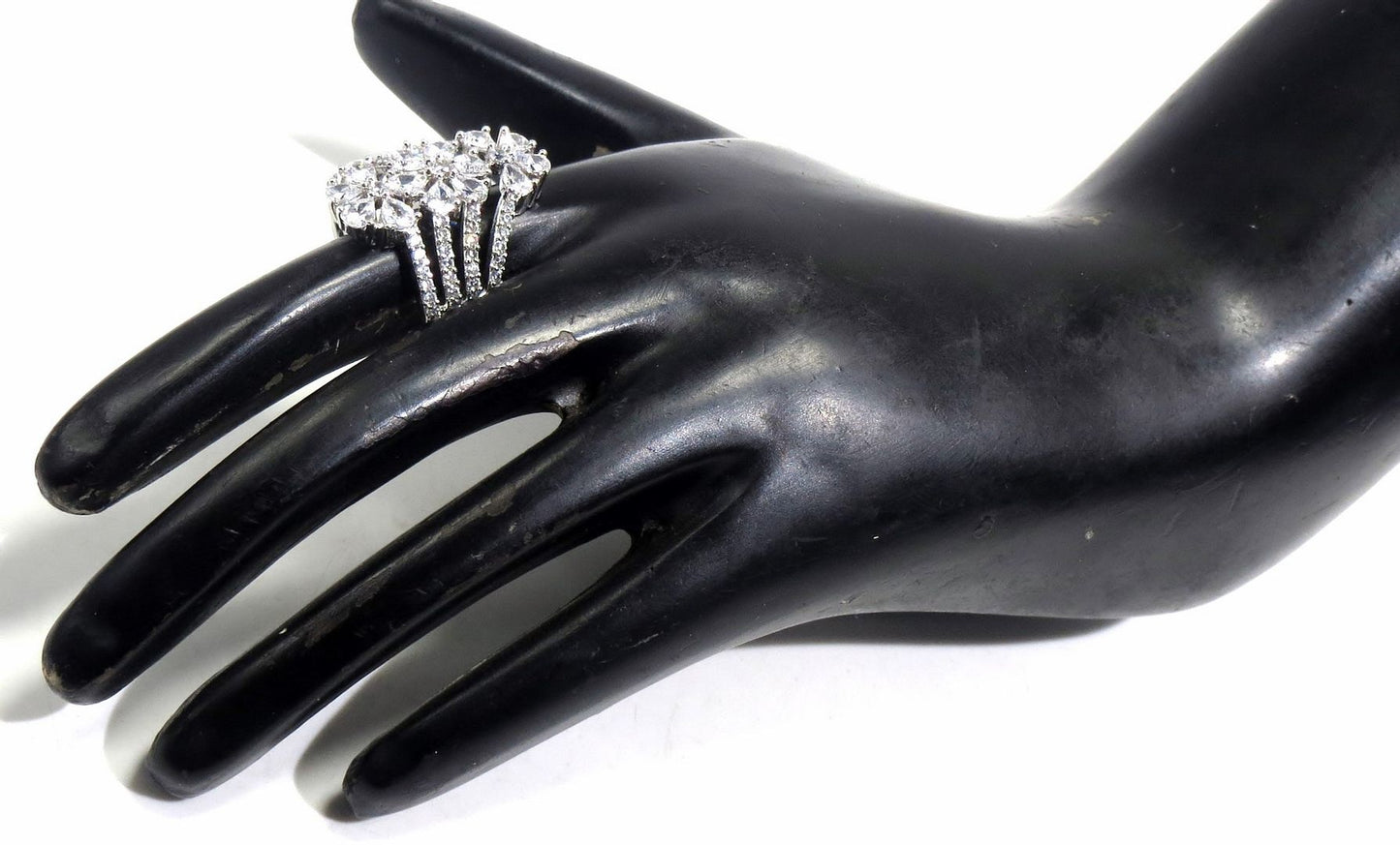 Jewelshingar Jewellery American Diamond Clear Colour Size 16 Silver Plated Ring For Girls ( 93139RIN )