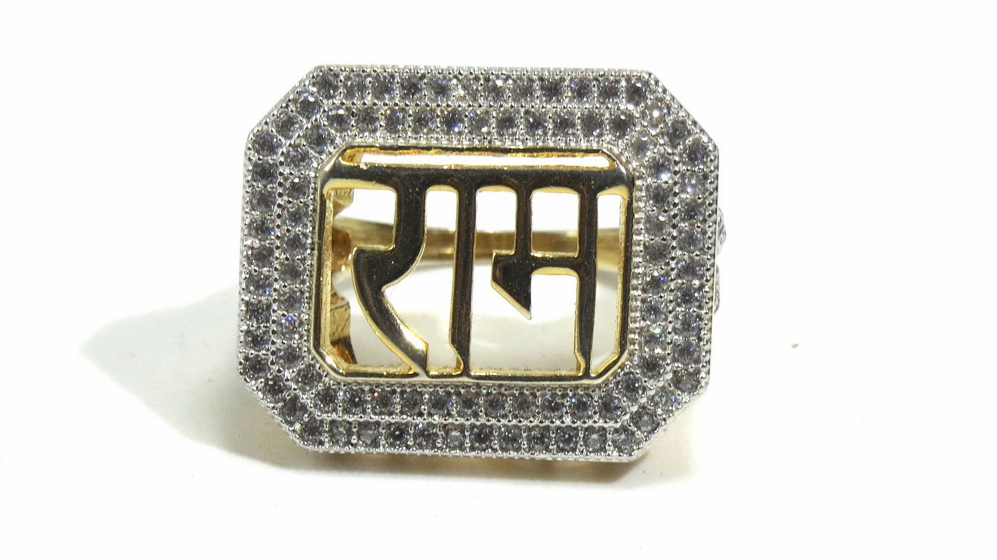 Jewelshingar Jewellery American Diamond Clear Colour Size 15 Gold Plated Ring For Girls ( 93149RIN )