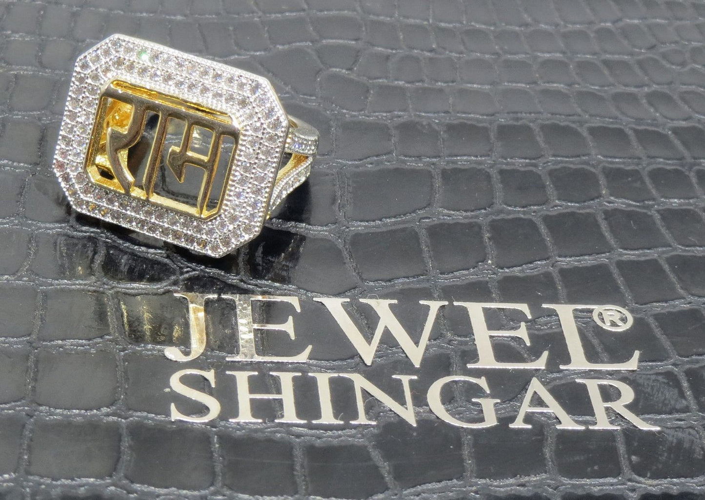 Jewelshingar Jewellery American Diamond Clear Colour Size 15 Gold Plated Ring For Girls ( 93149RIN )