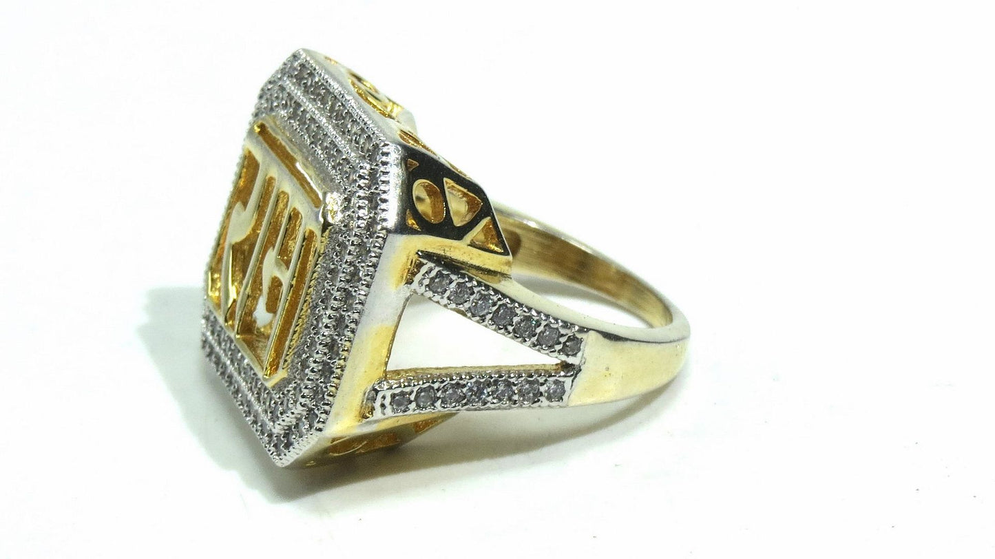 Jewelshingar Jewellery American Diamond Clear Colour Size 15 Gold Plated Ring For Girls ( 93149RIN )