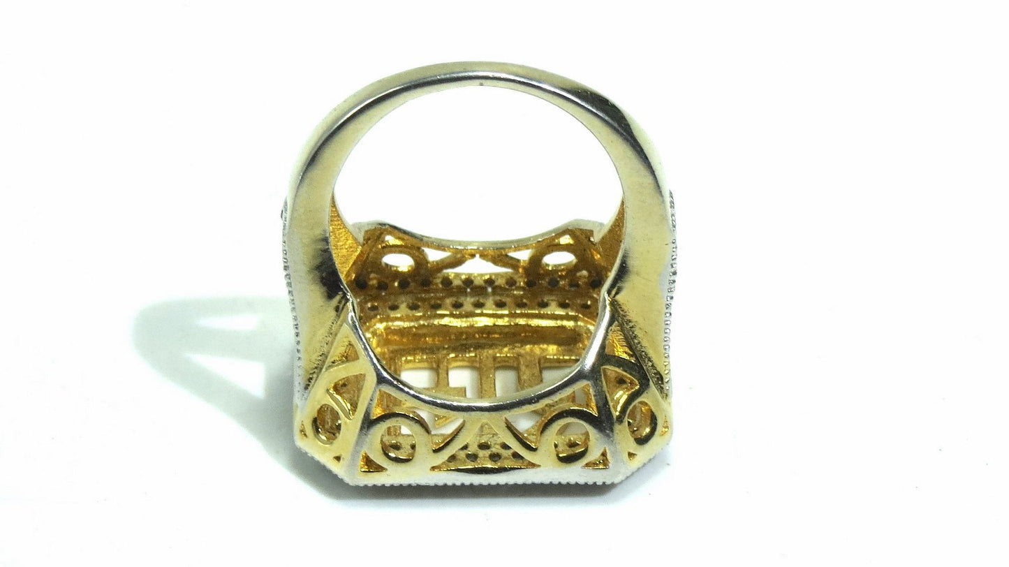 Jewelshingar Jewellery American Diamond Clear Colour Size 15 Gold Plated Ring For Girls ( 93149RIN )